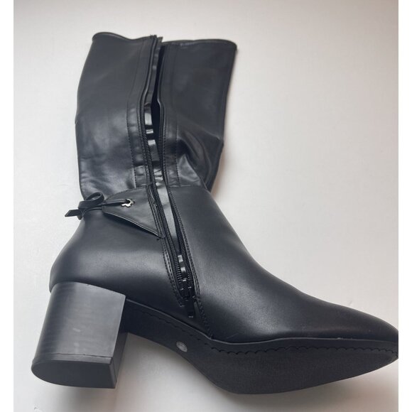 CHARTER CLUB Women's Block Heal Boots Black Y2K Zip-Up Faux Leather 11 New NIB - Picture 7 of 11